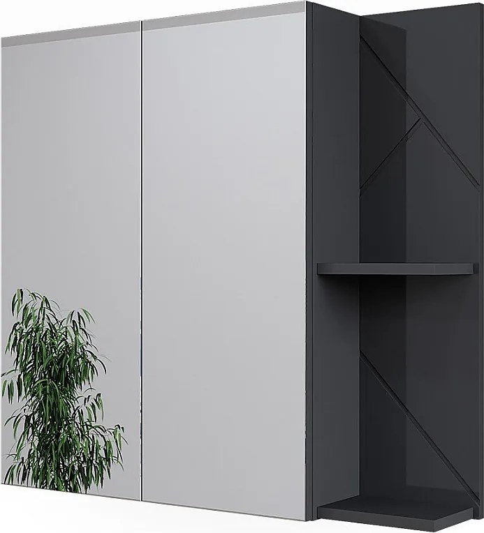 Szafka łazienkowa z lustrem antracyt wysoki połysk/antracyt 80x17.2x75 irma