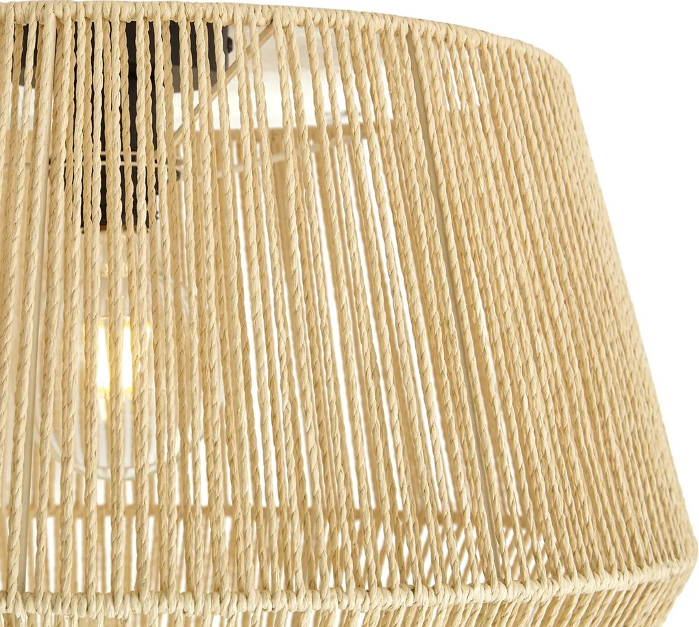 Lampa sufitowa czarna z beżowym abażurem z liny 50/50/30 - Cyl