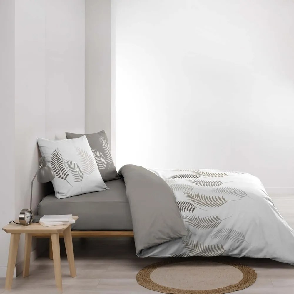 Biało-szarobrązowa bawełniana pościel dwuosobowa 240x220 cm Goyave – douceur d'intérieur