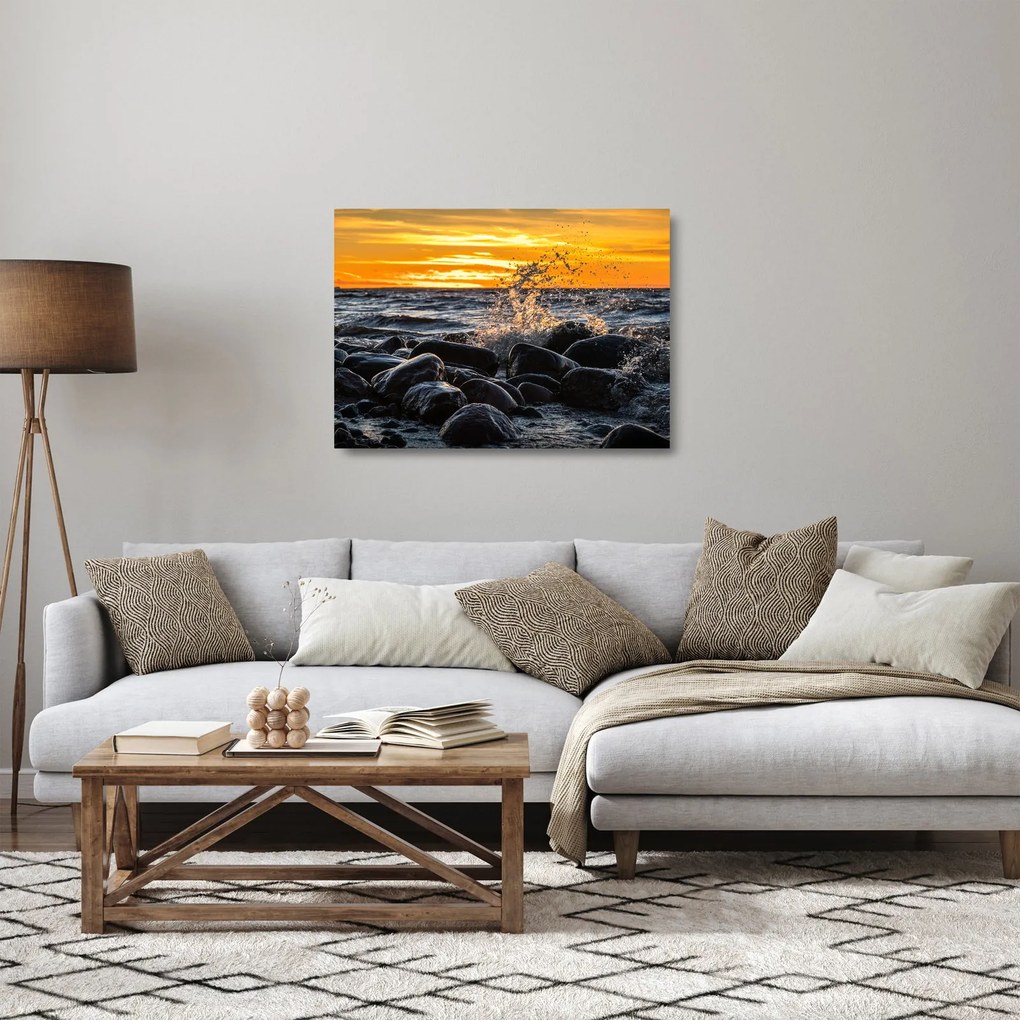Obraz na szkle - fale morskie (70x50 cm)