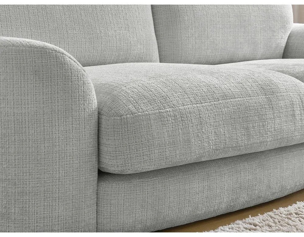 Jasnoszary narożnik z tkaniny szenilowej (prawostronny/z szezlongiem) Leonore – Bobochic Paris