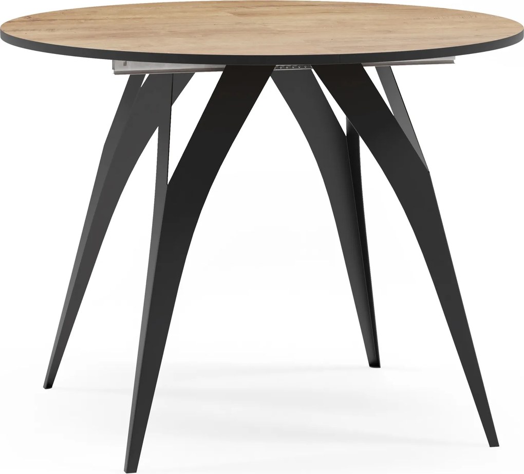 Okrągły stół z rozkładanym blatem i czarnym ABS Amaya 120-220 cm