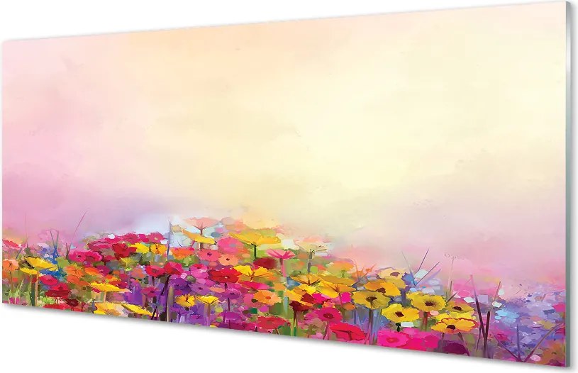 Panel szklany do Kuchni Obraz Kwiatów na tle Nieba