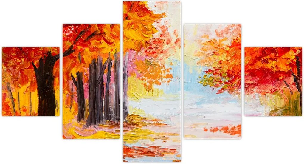 Obraz - Obraz olejny, kolorowa jesień (125x70 cm)