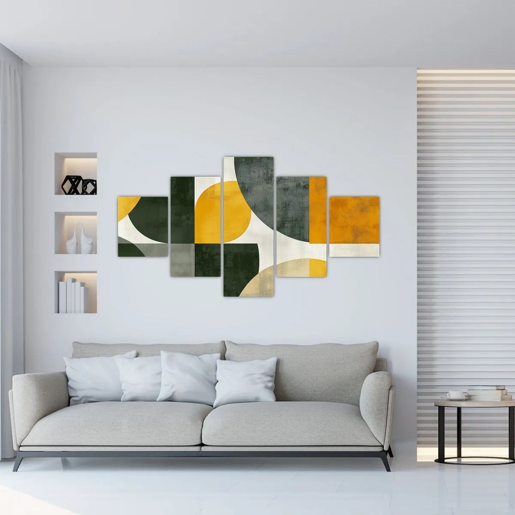 Obraz - Abstrakcja w oliwkowym kolorze (125x70 cm)