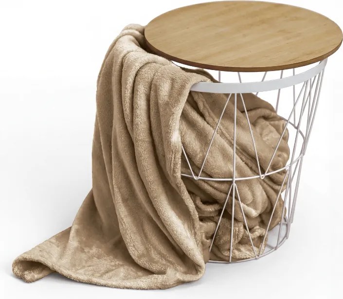 Koc z mikropluszu CALMI 150x200 cm beżowy