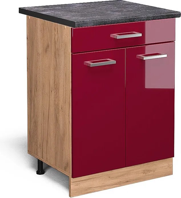 Szafka dolna do kuchni czerwony połysk 60x60x81.6 r-line
