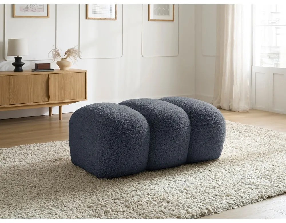 Ciemnoszary podnóżek z materiału bouclé Hippolyte – Bobochic Paris