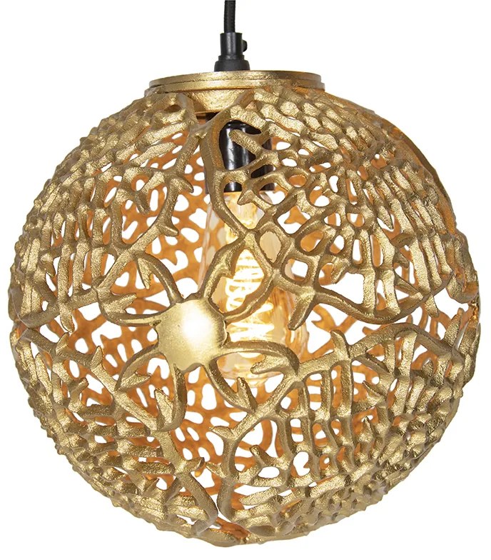 Lampa wisząca Art Deco złota okrągła 3-punktowa - Maro ArtDeco Oswietlenie wewnetrzne