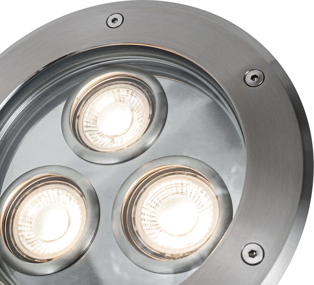 Nowoczesny reflektor naziemny stalowy 3-światłowy IP65 - Tribus