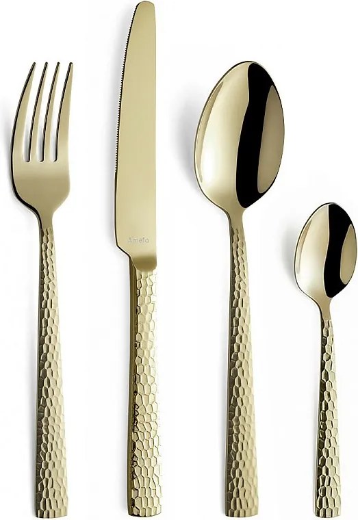 Zestaw sztućców 24 elementy Felicity Champagne mat - Stal nierdzewna młotkowana - Zestaw prezentowy włączony