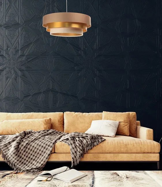 Beżowo-złota potrójna lampa wisząca glamour - S461 E1-D71