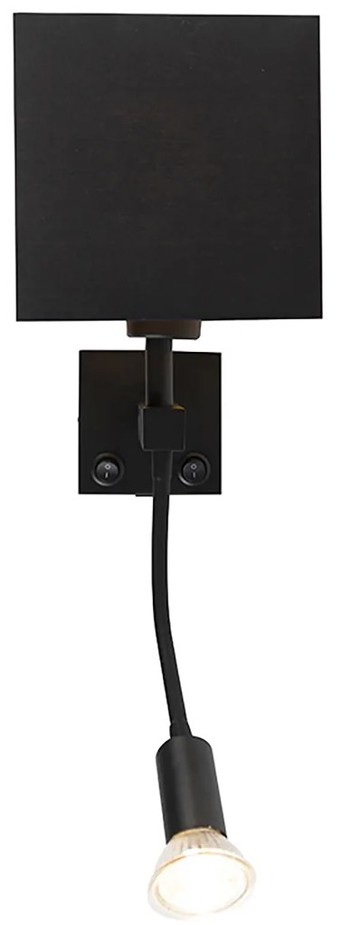 Inteligentna lampa ścienna czarna z USB, w tym Wi-Fi A60 i GU10 - Zeno Nowoczesny Oswietlenie wewnetrzne