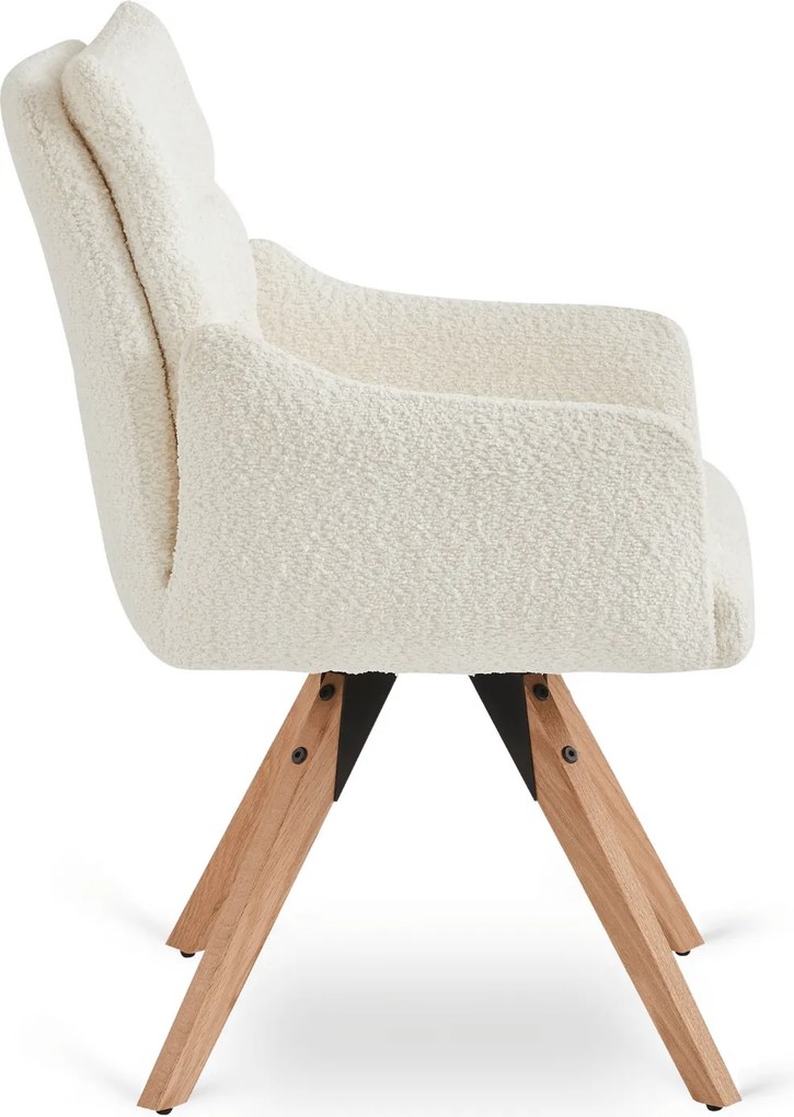 Krzesło Tapicerowane Obrotowe WILLA Kremowe Nowoczesne Boucle