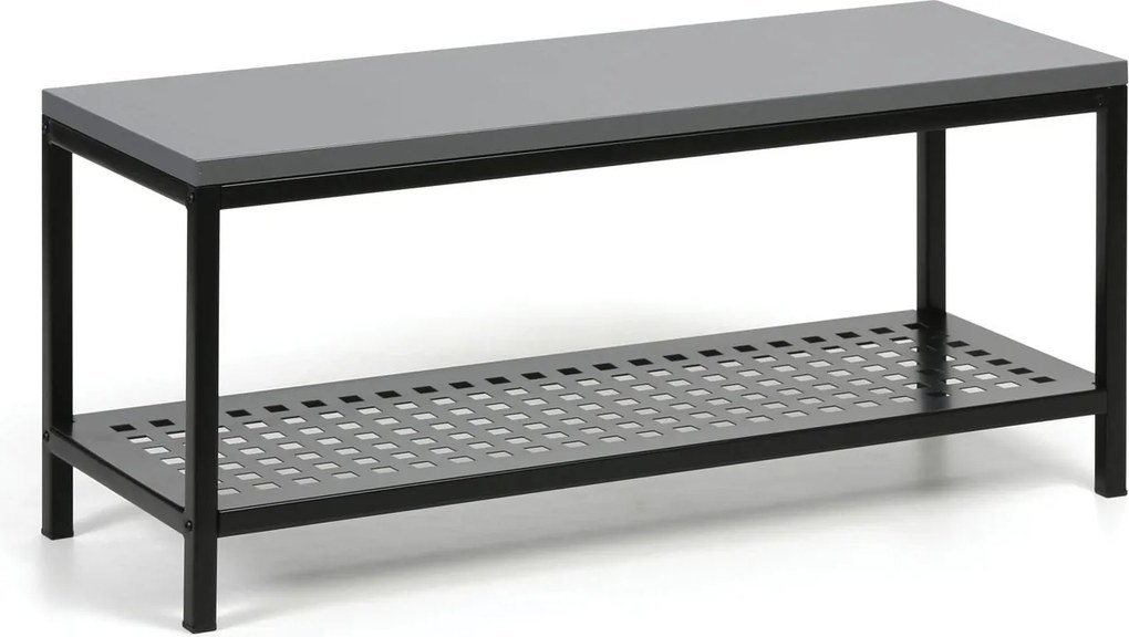 Ławka szatniowa z metalową półką na buty, 1000x360x439 mm, grafitowa