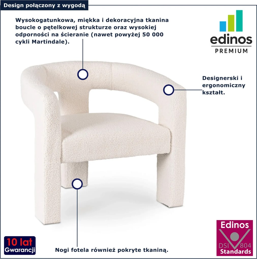 Kremowy fotel nowoczesny boucle S4-P23