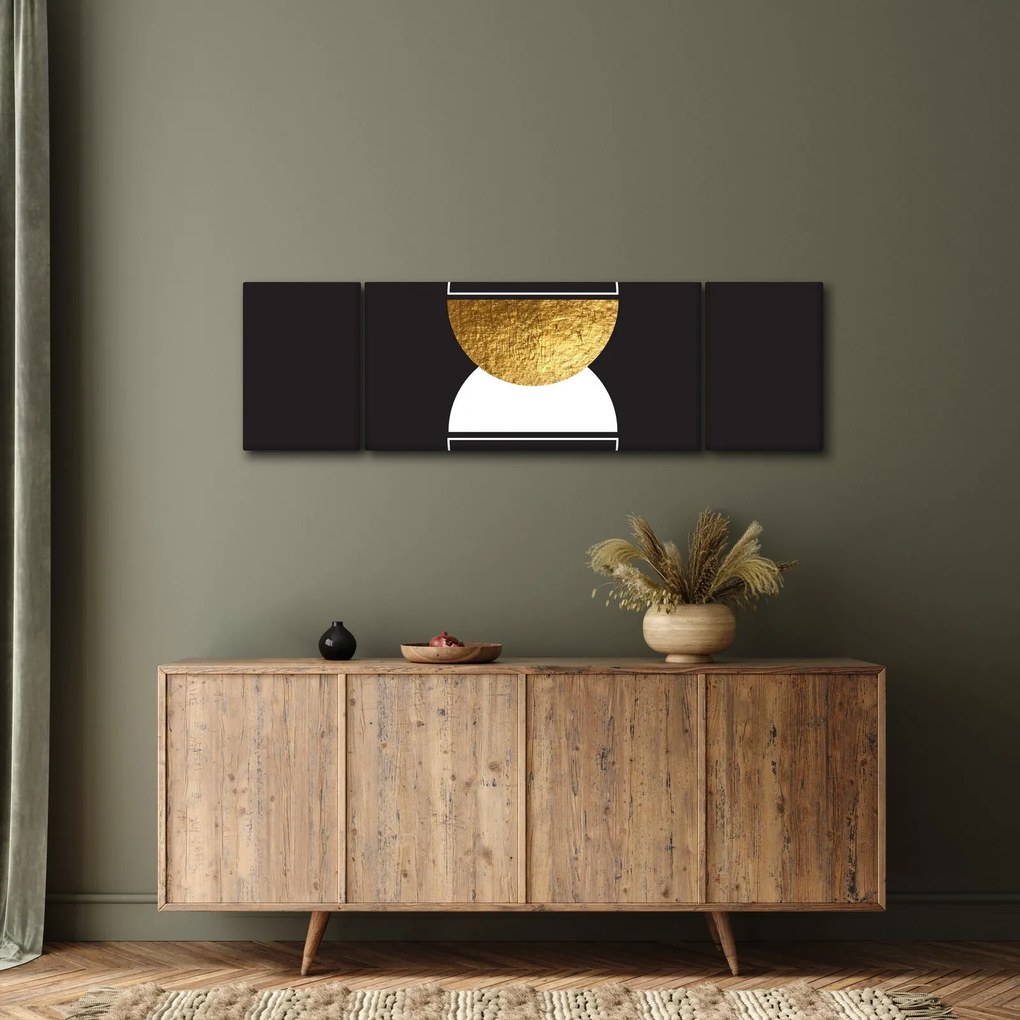 Obraz - Abstrakcja złoto i czerń N⁰2 (170x50 cm)