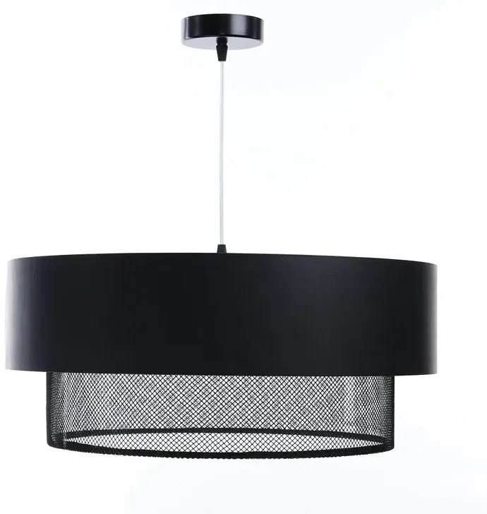 Czarna lampa wisząca nad stół z siatką - S435 D1-G89