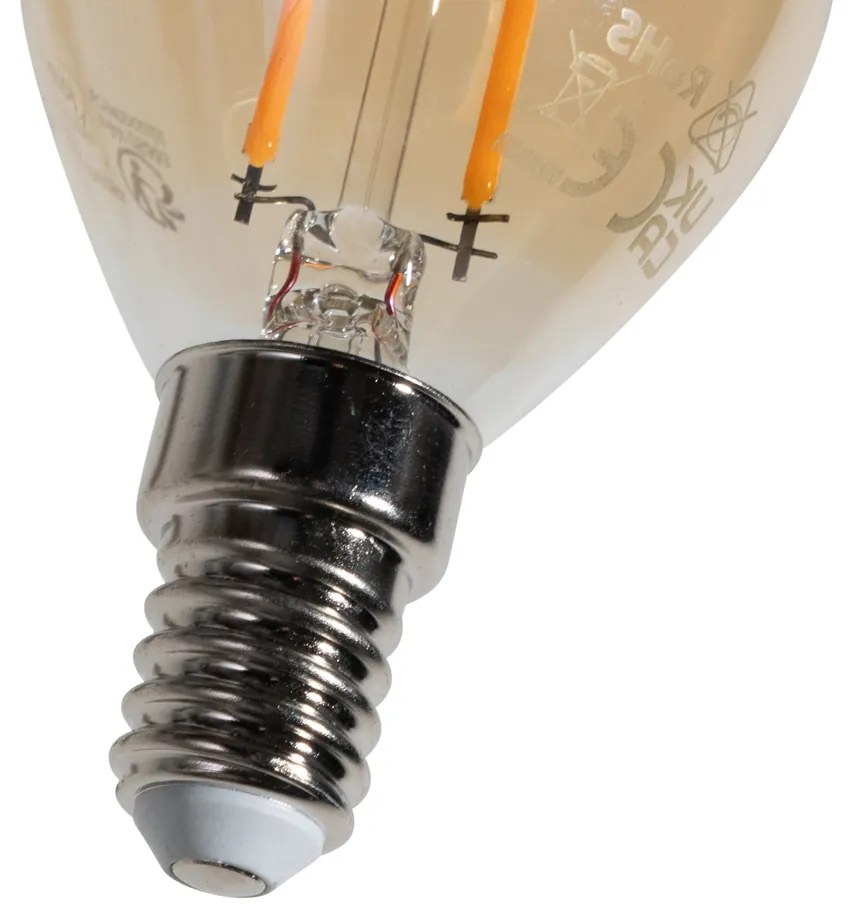 Set van 5 E14 dimbare LED lampen G45 goud 4W 330 lm 2100K