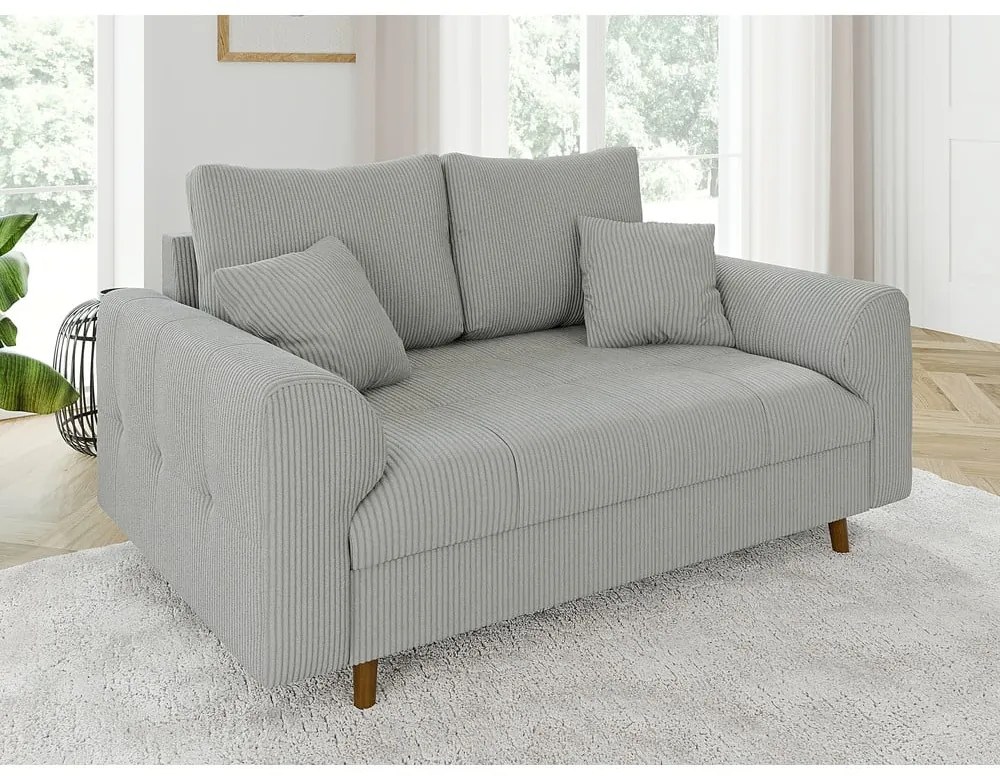 Jasnoszara sztruksowa sofa 150 cm Ariella – Ropez