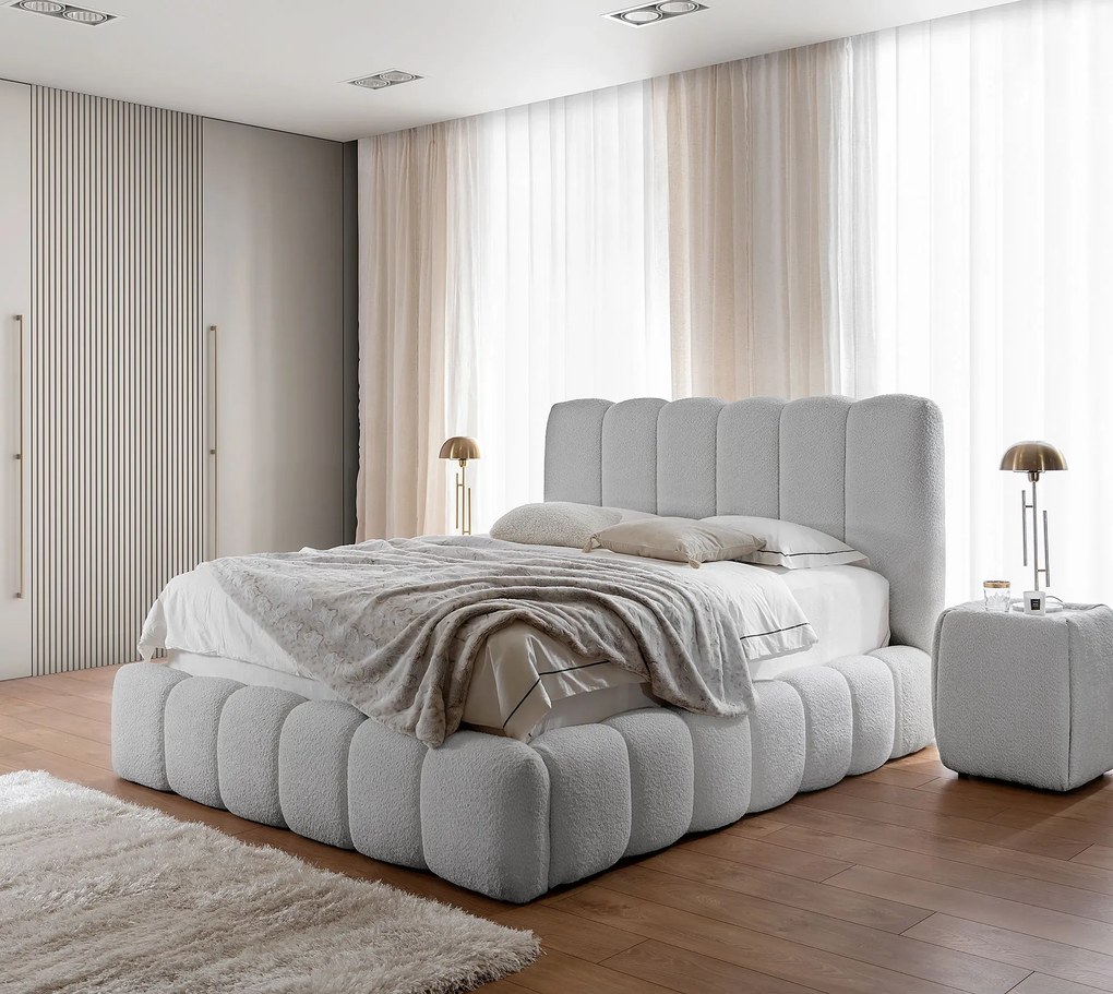 Szare tapicerowane łóżko chmurka 5 rozmiarów E5-M05