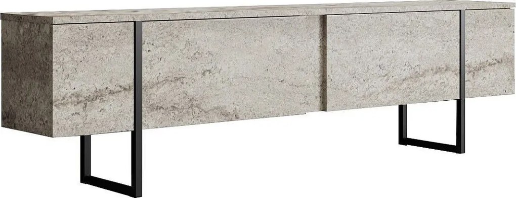 Stojak pod TV – 180 cm – Traverten i czerń – Płyta wiórowa melaminowana