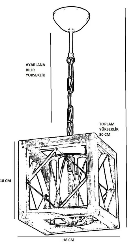 Lampa wisząca z drewna grabu Zikzak Camlı