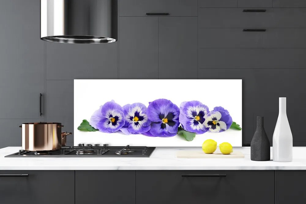 Dekor Szklany do Kuchni Kolorowe Aksamitne Bratki