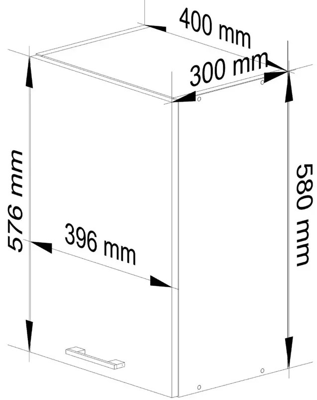 Szara wiszaca szafka kuchenna z półkami - Tereza 4X 40 cm