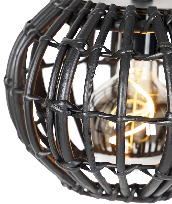 Rustykalna lampa wisząca czarna owalna 3-światłowa - Canna Rustykalny / Vintage Oswietlenie wewnetrzne