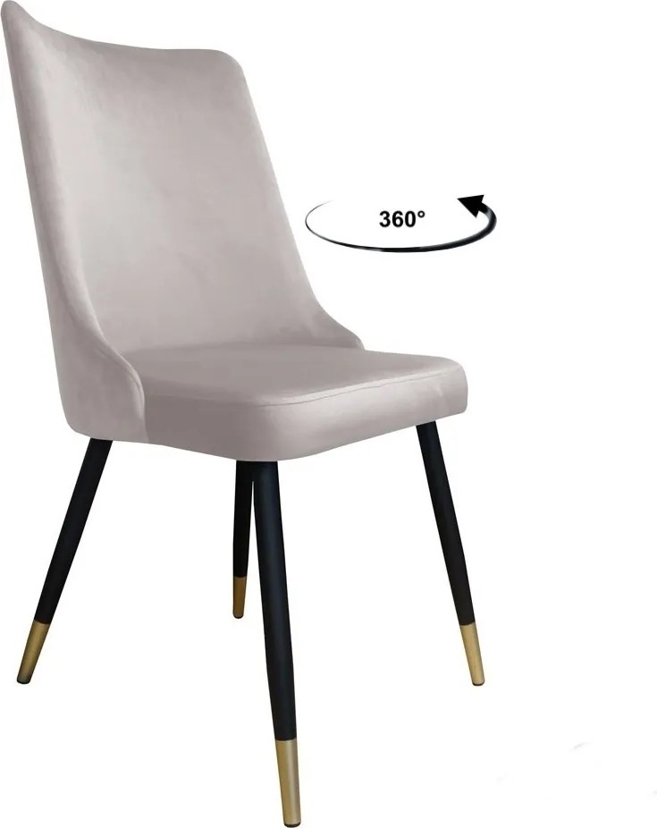 Krzesło Victor tkanina Welur noga metalowa krzesło tapicerowane premium : Kolor nogi - Czano-złota stożek, Kolor tkaniny - VELVET - MG39, Typ siedziska - Siedzisko obrotowe 360°