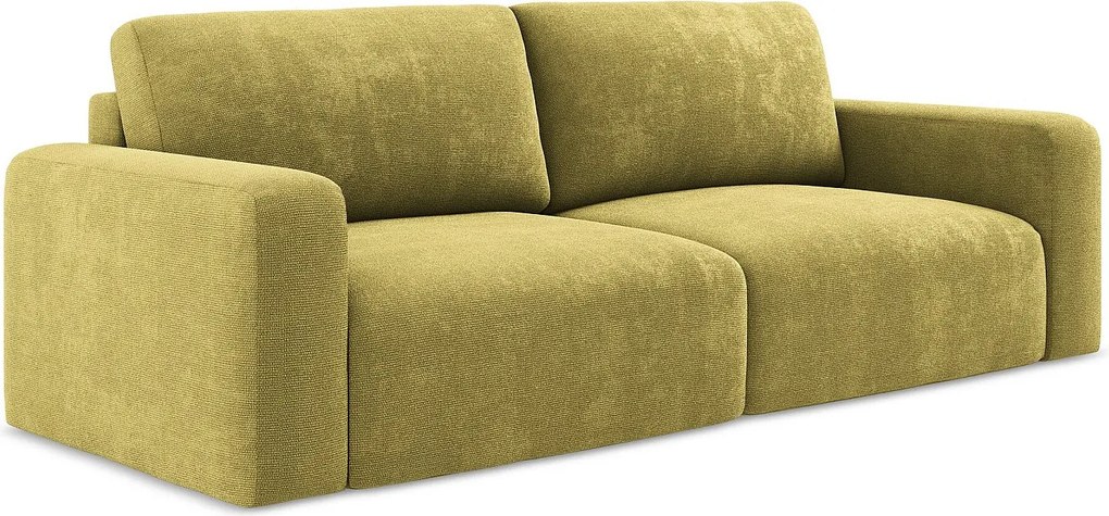 Kanapa 3-osobowa z funkcją spania - z tkaniny szenilowej - limonkowy - KONA