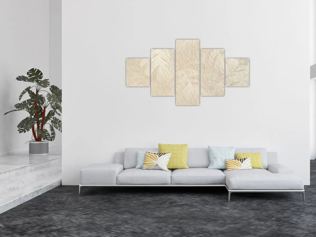 Obraz - Liście w teksturze (125x70 cm)