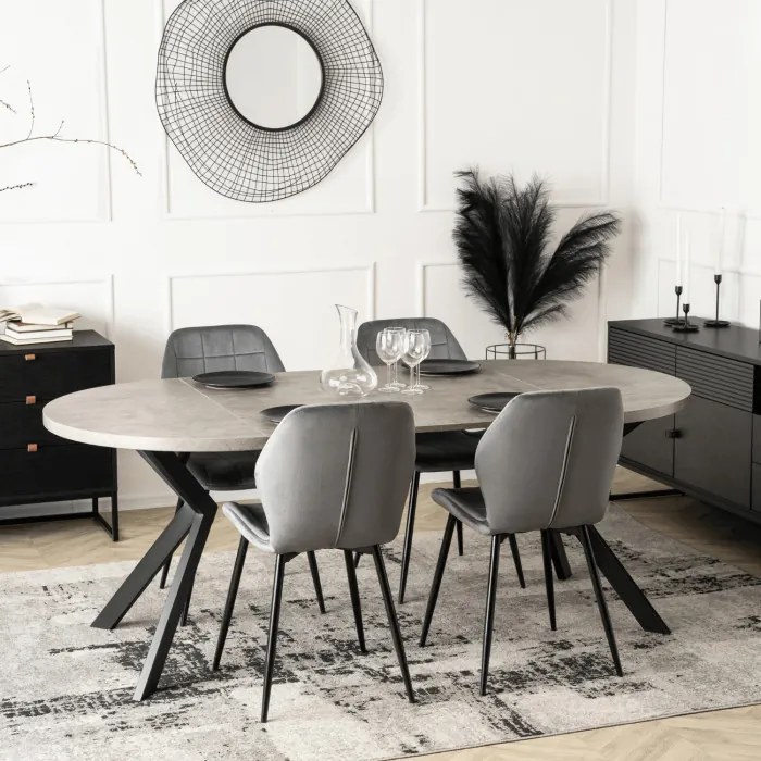 Stół Okrągły Rozkładany LUKAS 100-250 cm Beton Nowoczesny Loft