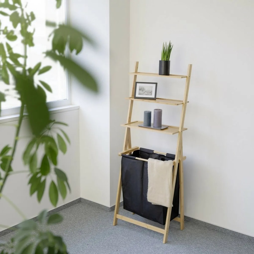 Wenko Regał drabinkowy z koszem na pranie Ecori, 152 x 35 x 57 cm