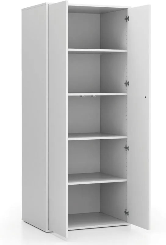 Szafa biurowa z drzwiami LAYERS, 4 półki, 800 x 600 x 1905 mm, biała