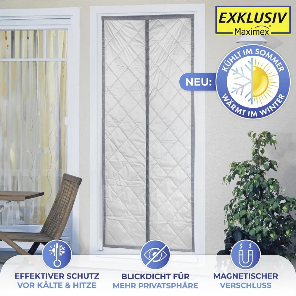 Zasłona termiczna na drzwi w szaro-srebrnym kolorze 80x200 cm – Maximex