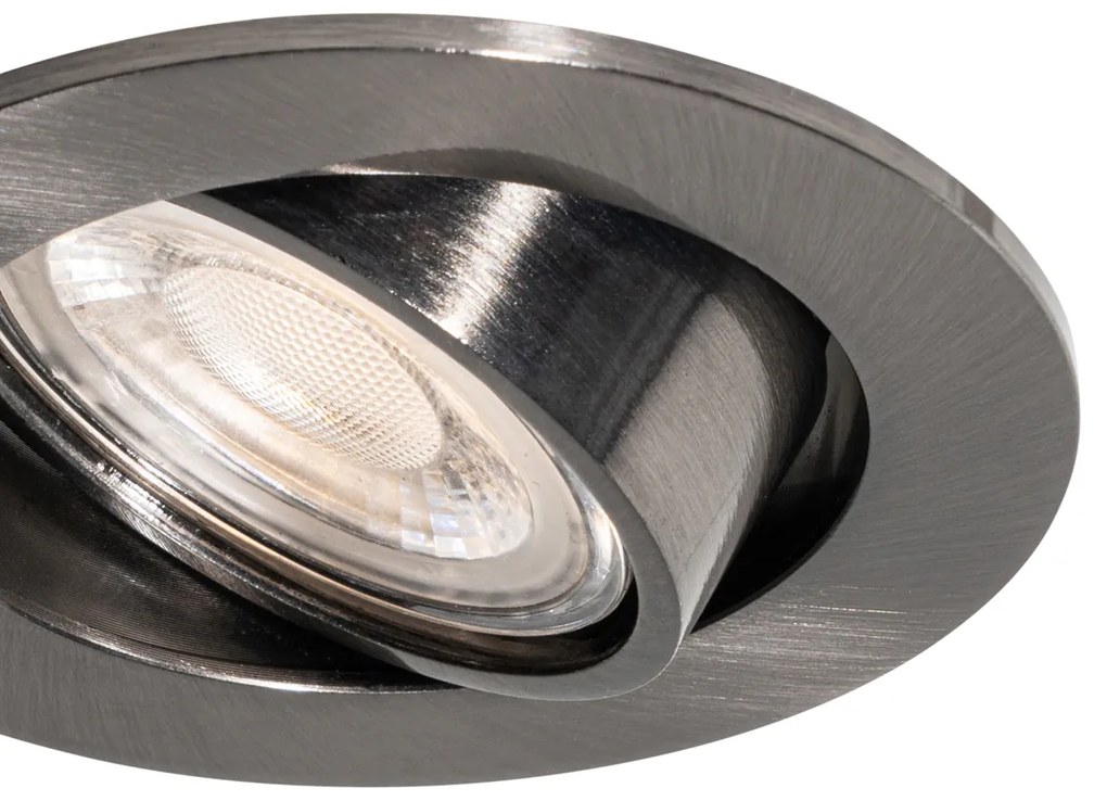 Set van 6 moderne inbouwspots gunmetal GU10 50mm rond kantelbaar - Cisco Nowoczesny Oswietlenie wewnetrzne