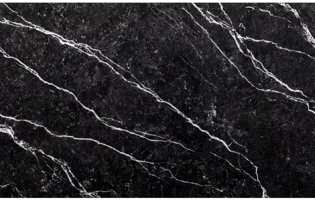 Zestaw jadalniany 1 + 4, czarny stół RAMOD 100x60 cm marmurowy dekor + zielone krzesło TURIN z czarnymi nogami