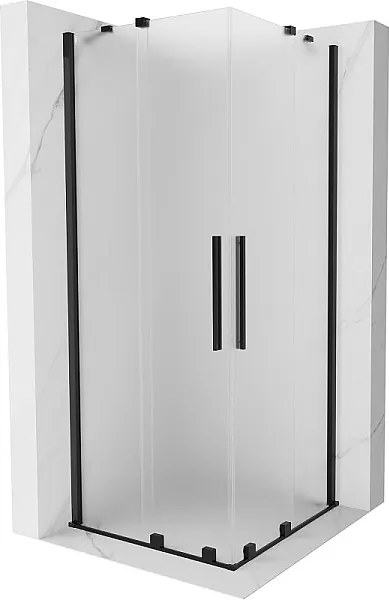 Mexen Velar Duo kabina prysznicowa rozsuwana 80 x 80 cm, szron, czarna - 871-080-080-32-70