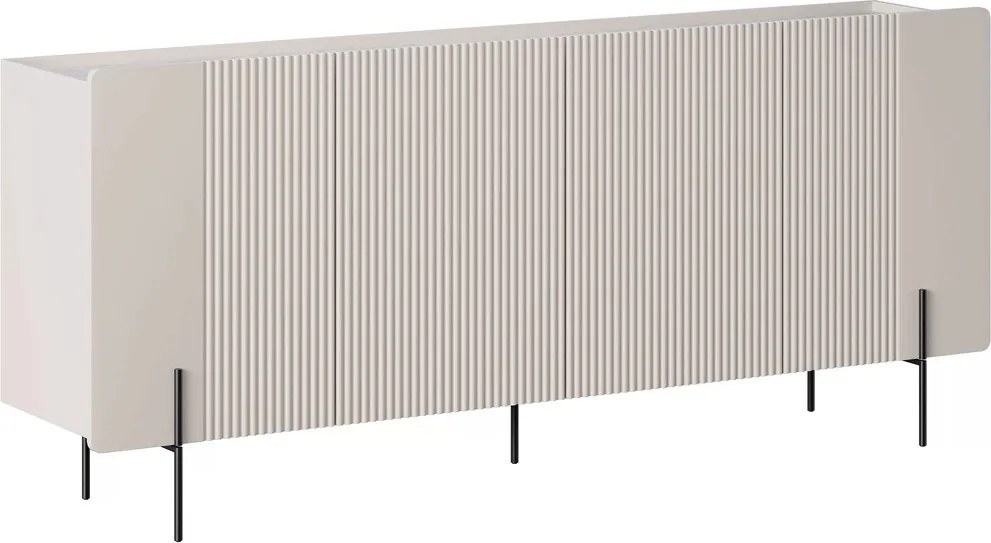 Komoda Malmi 200 cm czterodrzwiowa - kaszmir / crema bianca / czarne nóżki