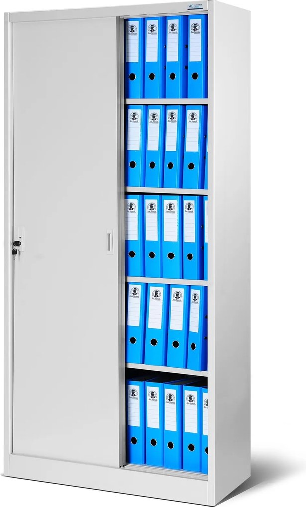 Przesuwna szafa biurowa Kuba 90x40x185 cm szara