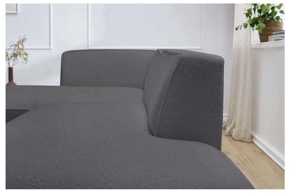 Ciemnoszary narożnik modułowy z materiału bouclé (lewostronny/w kształcie litery L) Megeve – Bobochic Paris