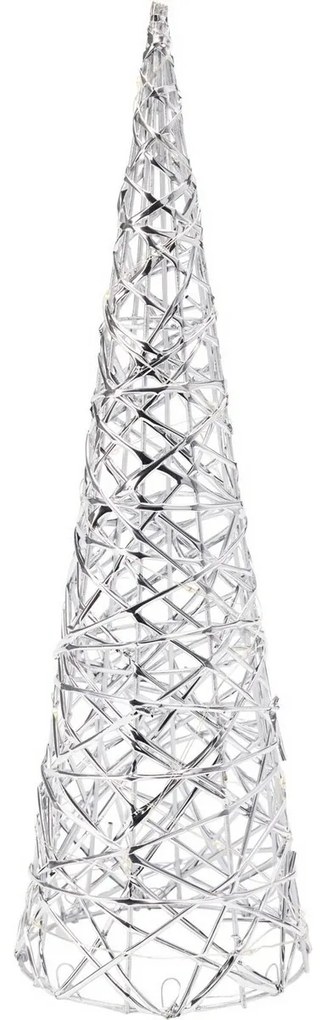 Świąteczny stożek świetlny Silver, 60 x 16 cm, 30 diod mikro LED, na baterie