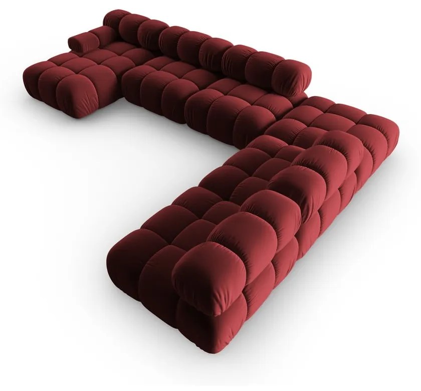 Czerwona aksamitna sofa 379 cm Bellis – Micadoni Home