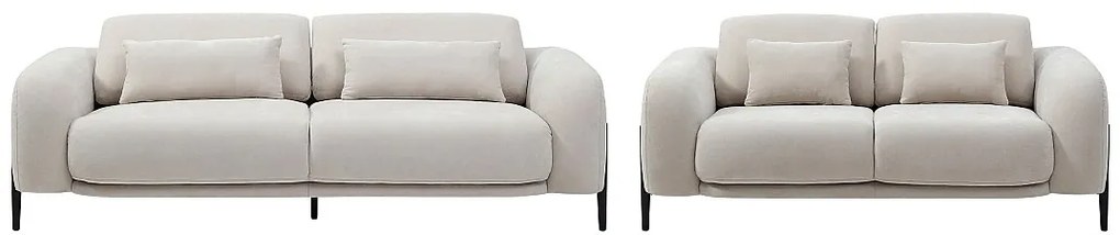 Kanapa 3-osobowa i 2-osobowa z podnoszonymi zagłówkami, beżowa tkanina ARAVIO