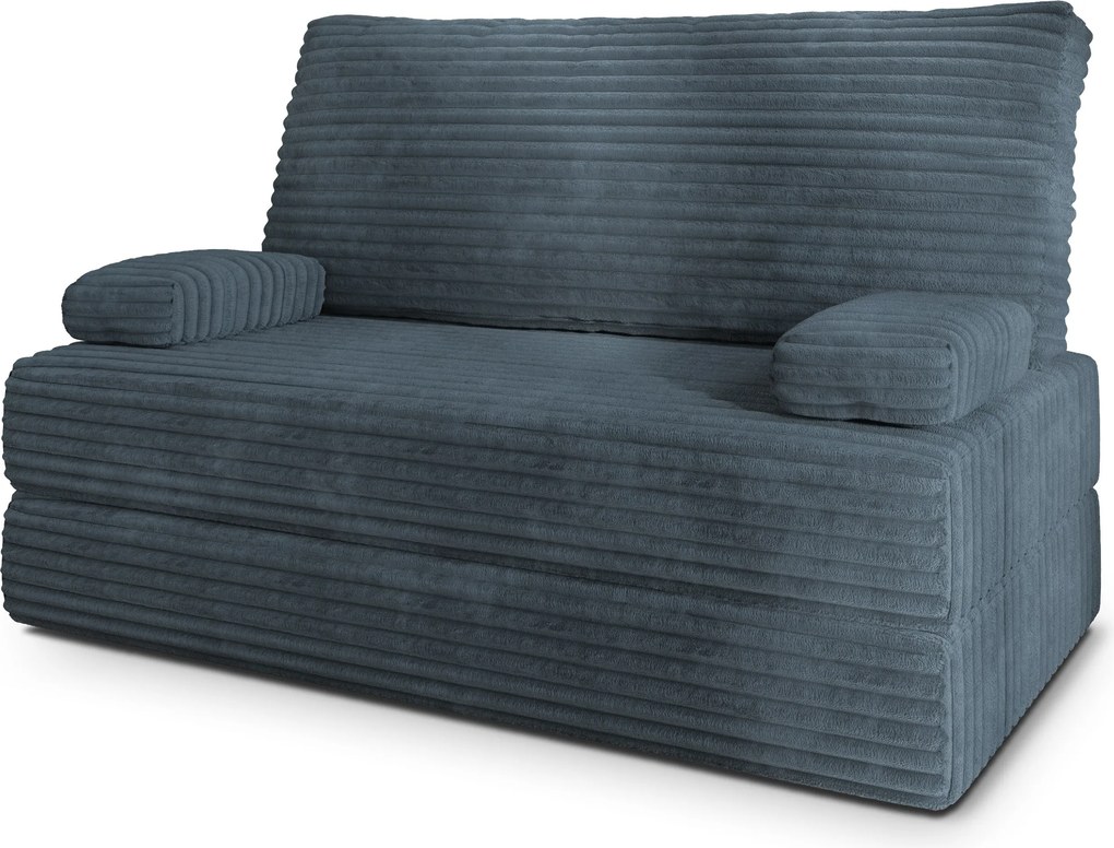 Masseno Sofa piankowa LADIA z funkcją spania, Kanapa z pianki do salonu, Bezmontażowa, Tkanina sztruksowa – Szary TILIA 85