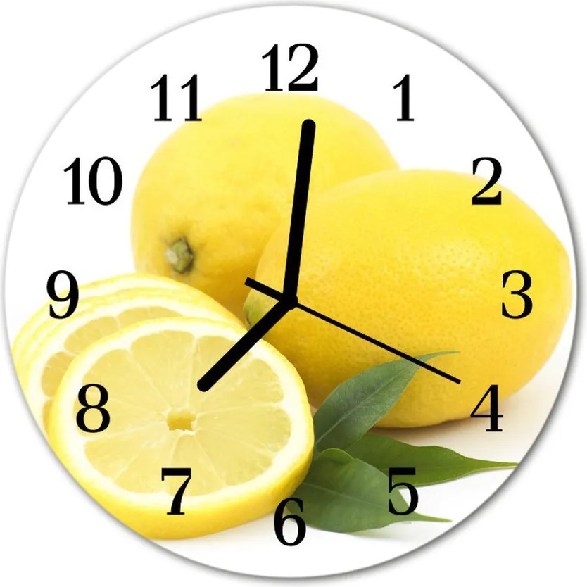 Zegar szklany okrągły Cytryny