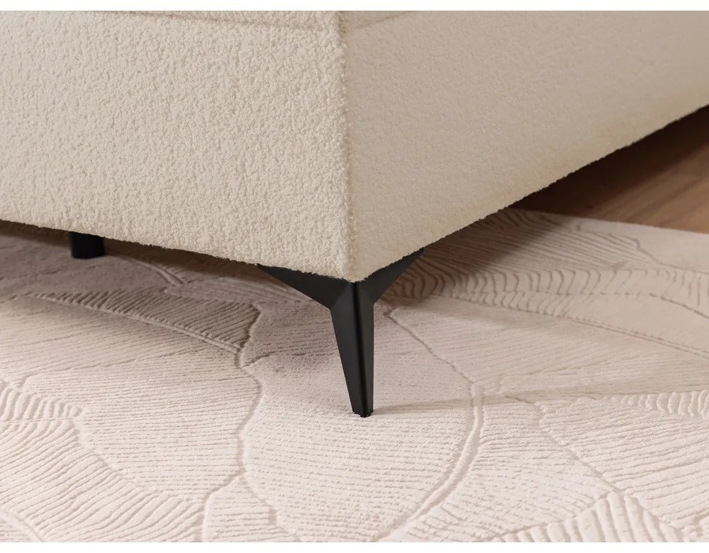 Beżowe łóżko kontynentalne ze schowkiem 200x200 cm Ornes – Ropez