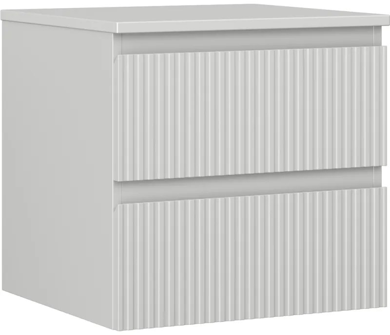 Mexen Rivel szafka łazienkowa podumywalkowa 50 cm z blatem, 2 szuflady, ryflowana , szara mat - 91A20-05047-2-BFFC62